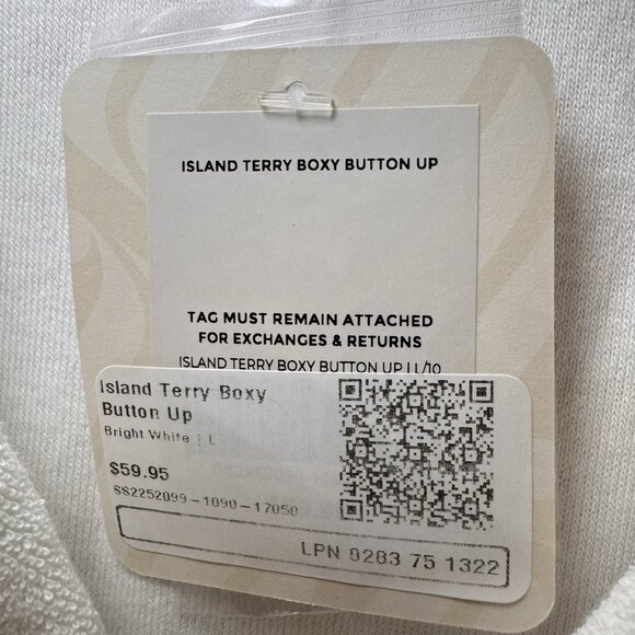 Fabletics Island Terry Boxy Button Up womens Large cropped summer beachy swim - Picture 6 of 8
